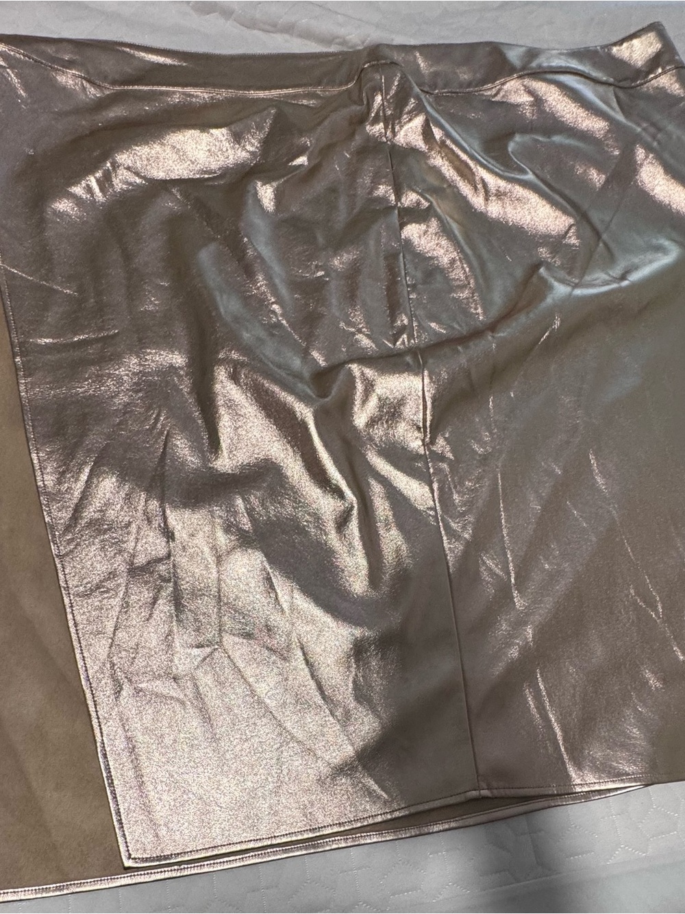Never Fully Dressed Metallic Rose Gold Pencil Skirt